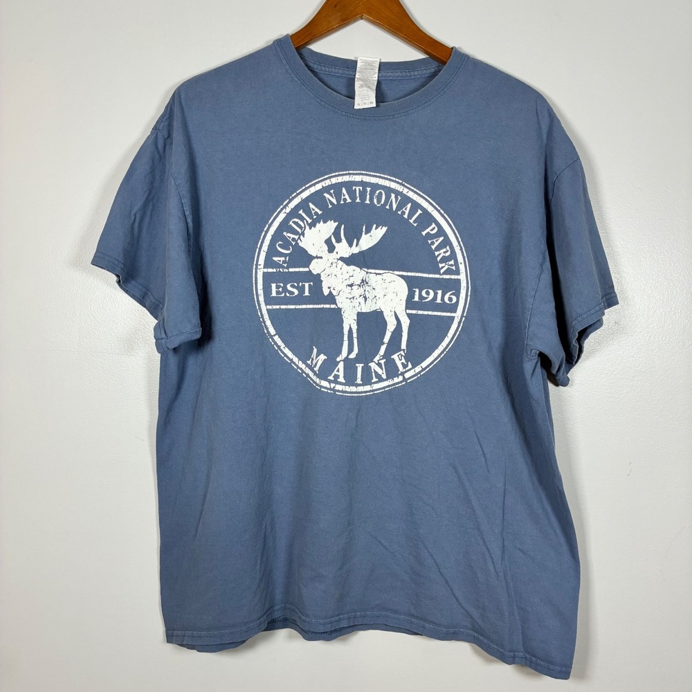 XL Acadia National Park Maine Moose Graphic Tee Souvenir Gorp Hiking New England